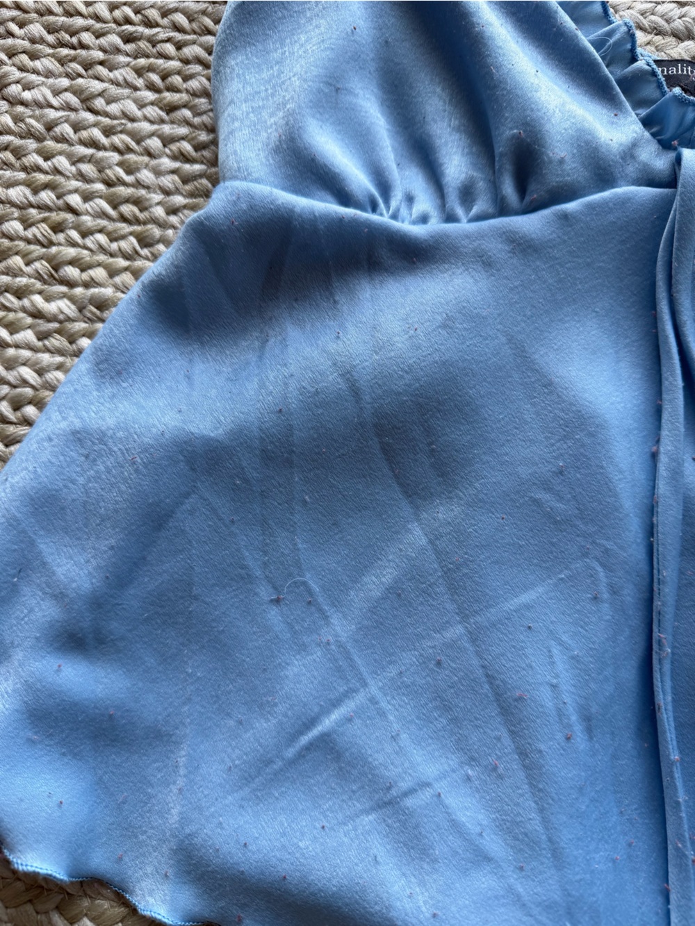 Light Blue Ruffle-Peasant Top - Picture 3 of 4